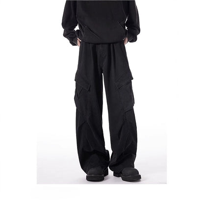Washed-Cotton Wide-Leg Overalls