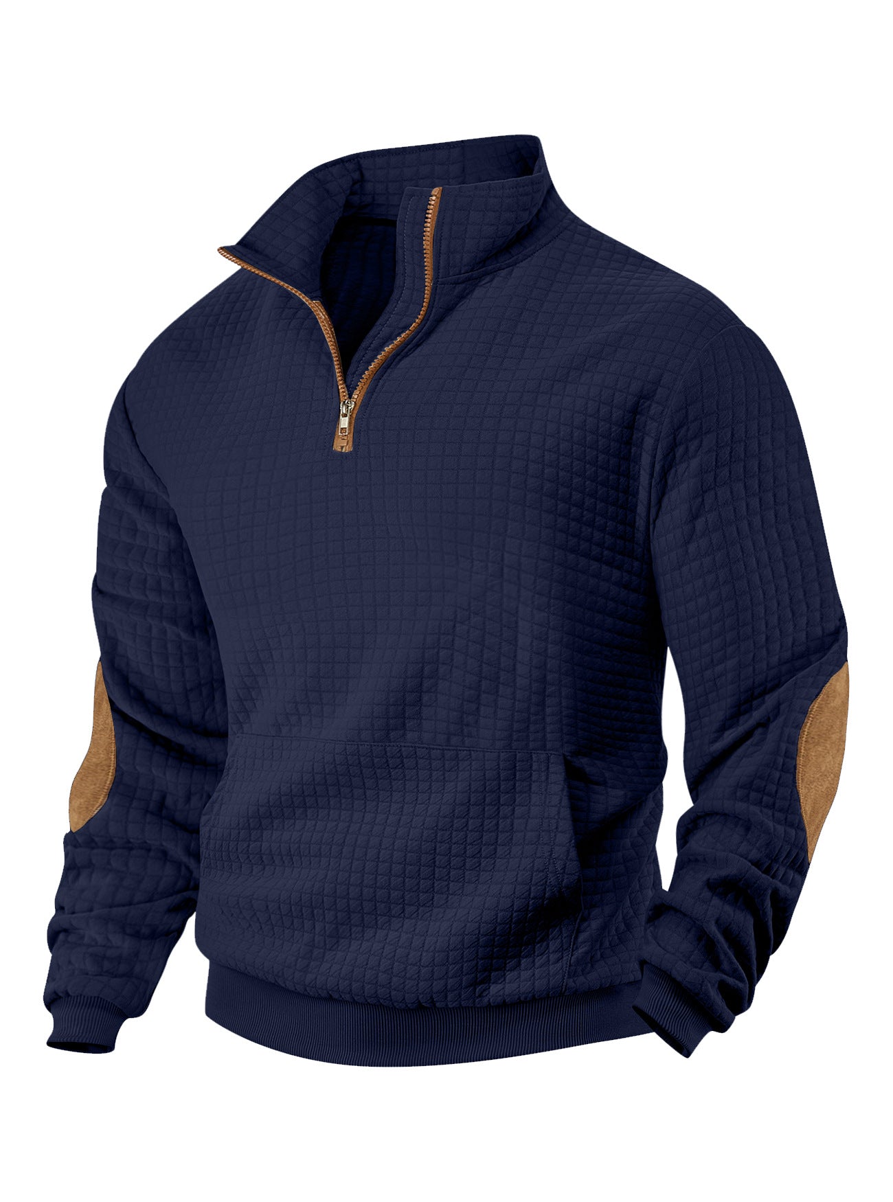Embroidered Plaid Zip Sweatshirt