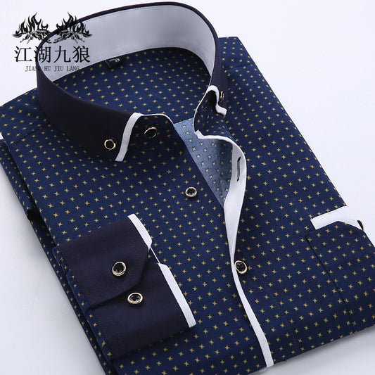 Slim-Fit Printed Dress Shirt