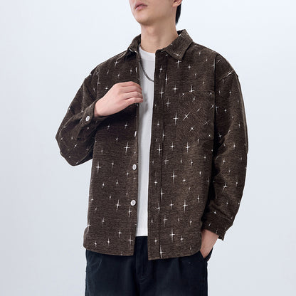 Chenille Star Jacquard Shirt Coat