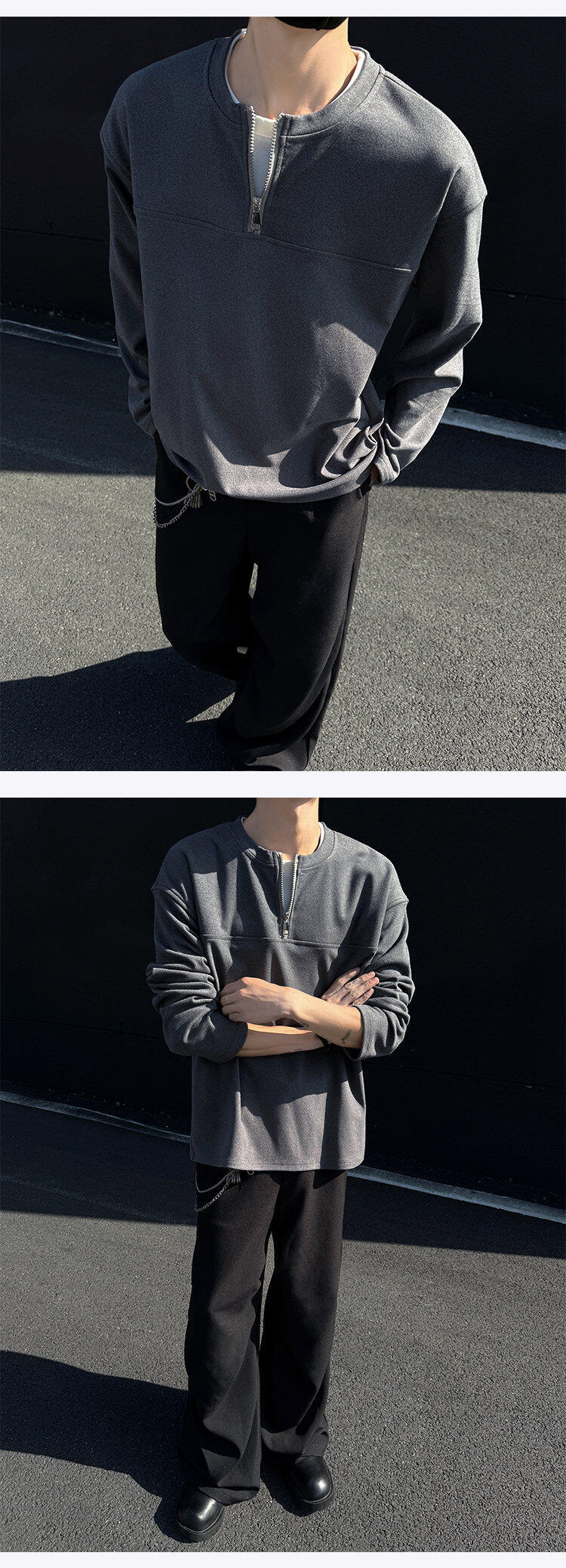 Double-Layer Zip Sweatshirt