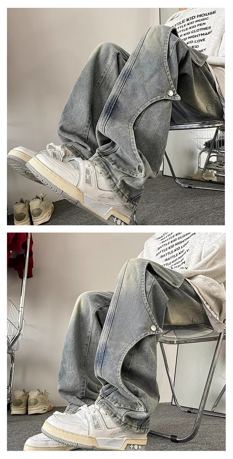 Utility Cargo Straight-Leg Jeans