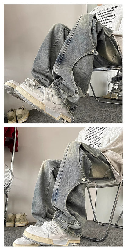 Utility Cargo Straight-Leg Jeans
