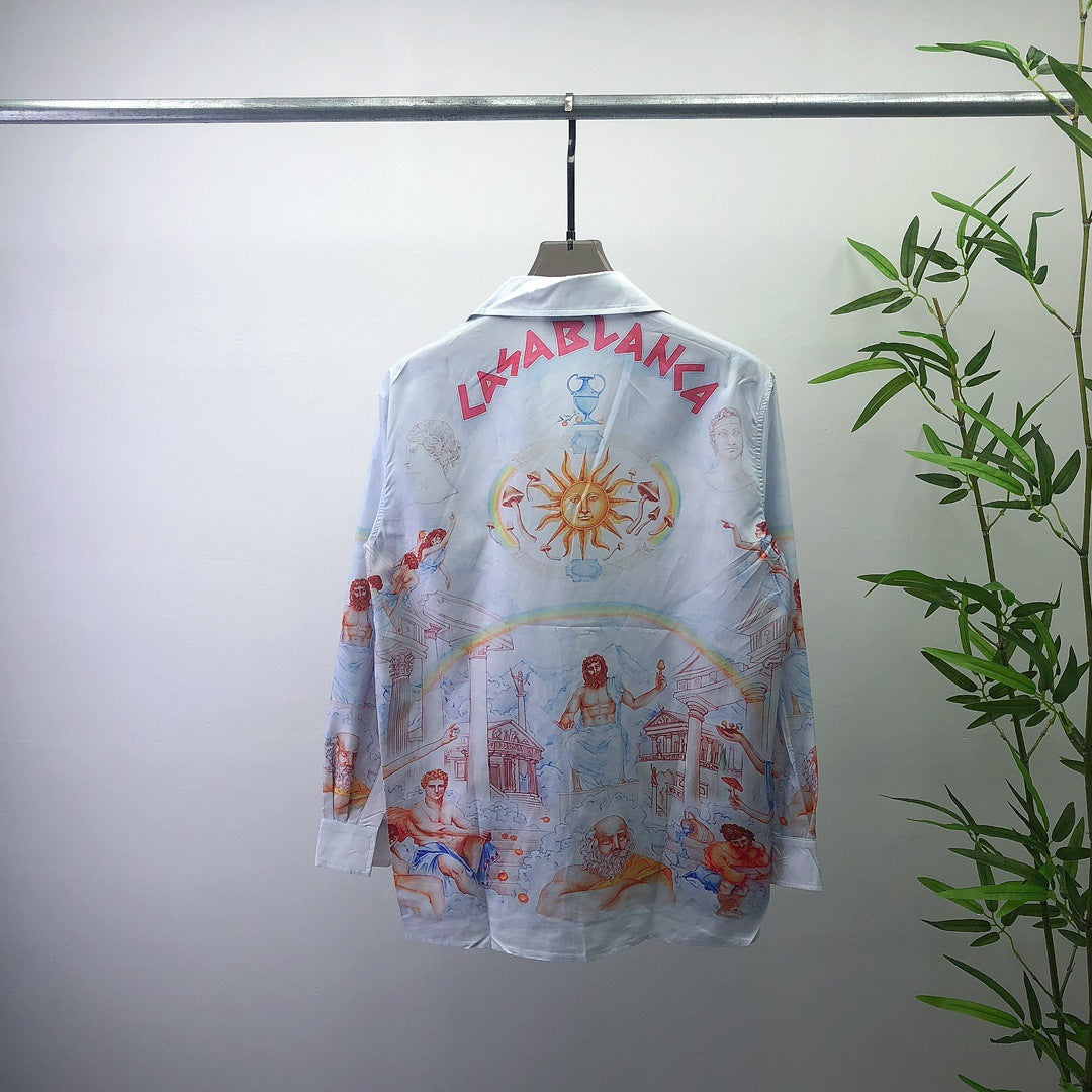 Printed Long-Sleeve Lapel Shirt