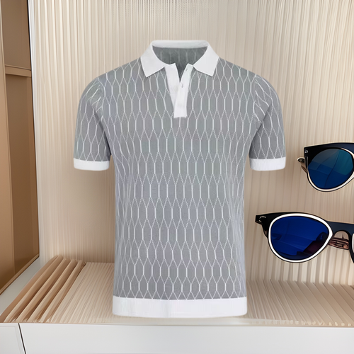 Contrast-Plaid Polo Shirt