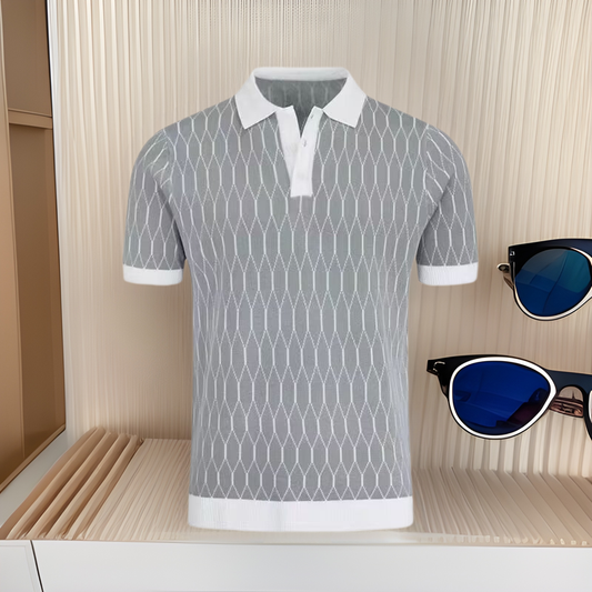 Contrast-Plaid Polo Shirt