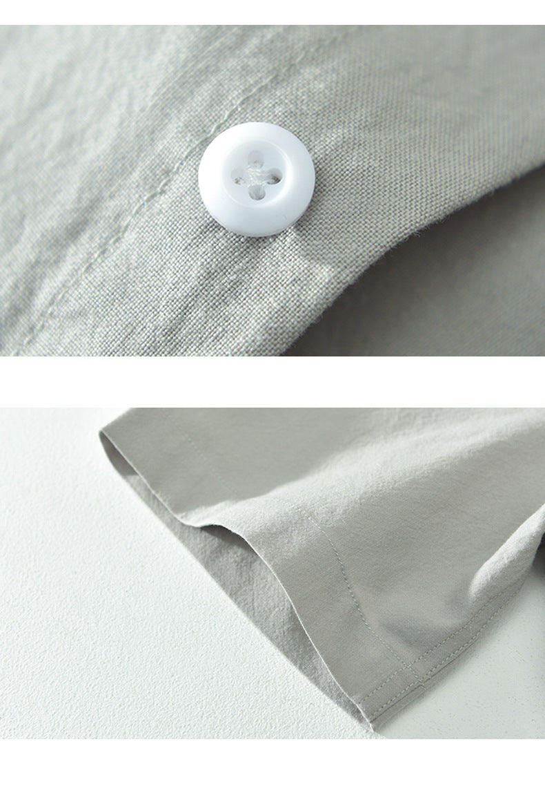 Retro Solid-Color Cotton Shirt