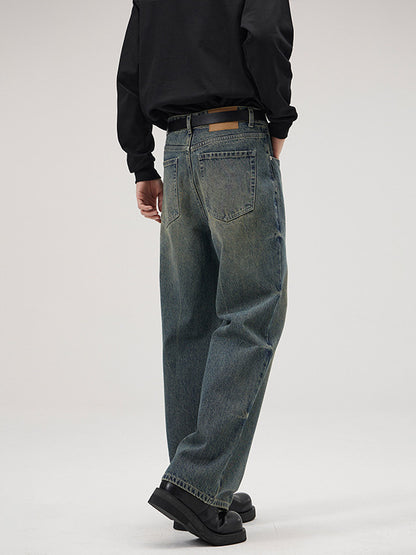 Vintage-Washed Wide-Leg Jeans