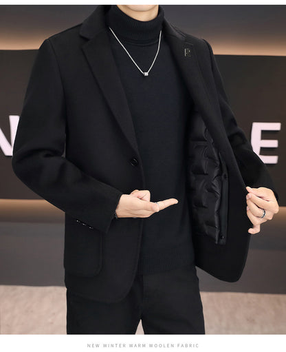 Double-Faced Wool Overcoat with Down Liner
