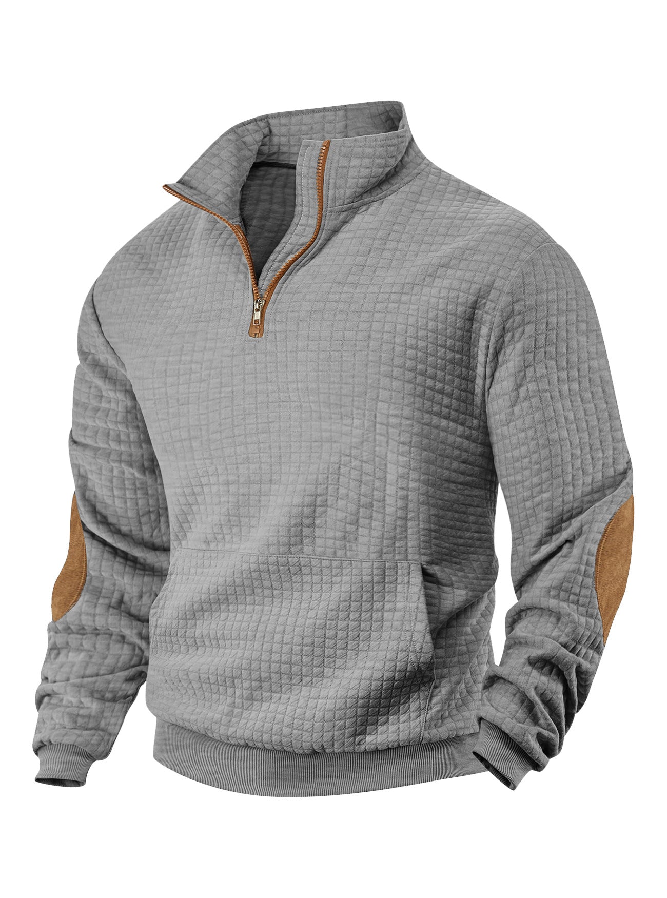 Embroidered Plaid Zip Sweatshirt