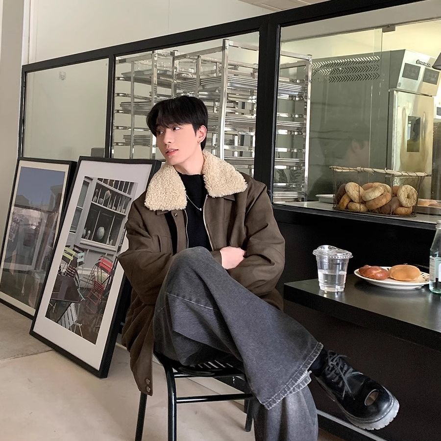 Sherpa-Lined Padded Lapel Coat