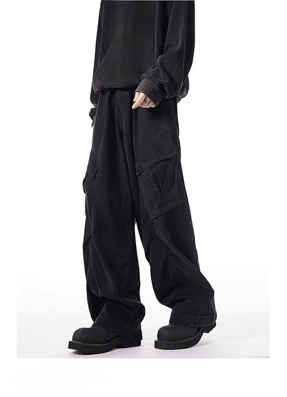 Washed-Cotton Wide-Leg Overalls