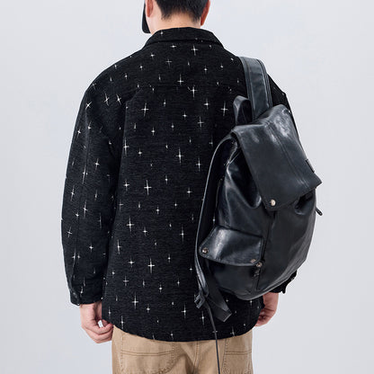 Chenille Star Jacquard Shirt Coat