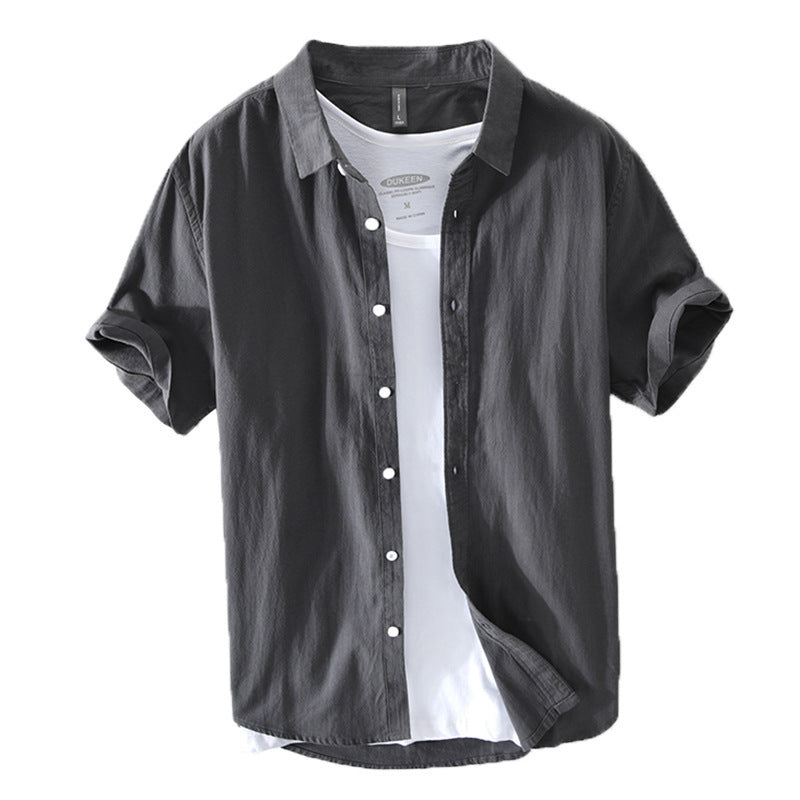 Retro Solid-Color Cotton Shirt