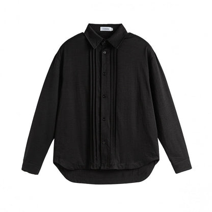 Pleated-Placket Fashion Shirt