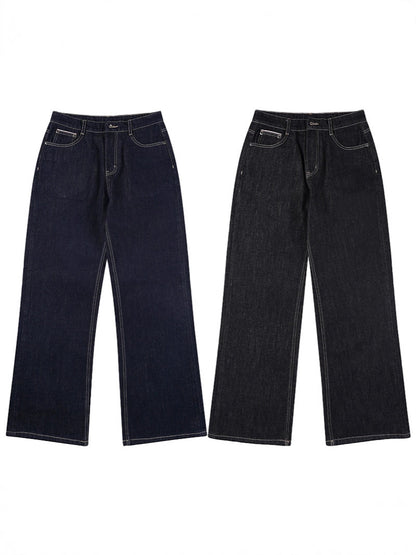 Classic Straight-Fit Raw Denim Jeans