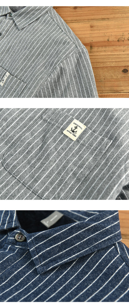 Fleece-Lined Striped Shirt Coat