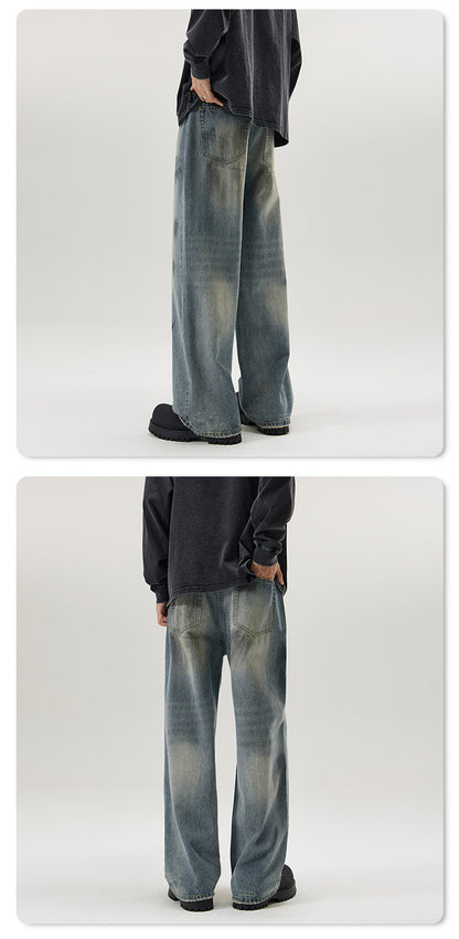 Distressed Paint-Splash Straight Jeans