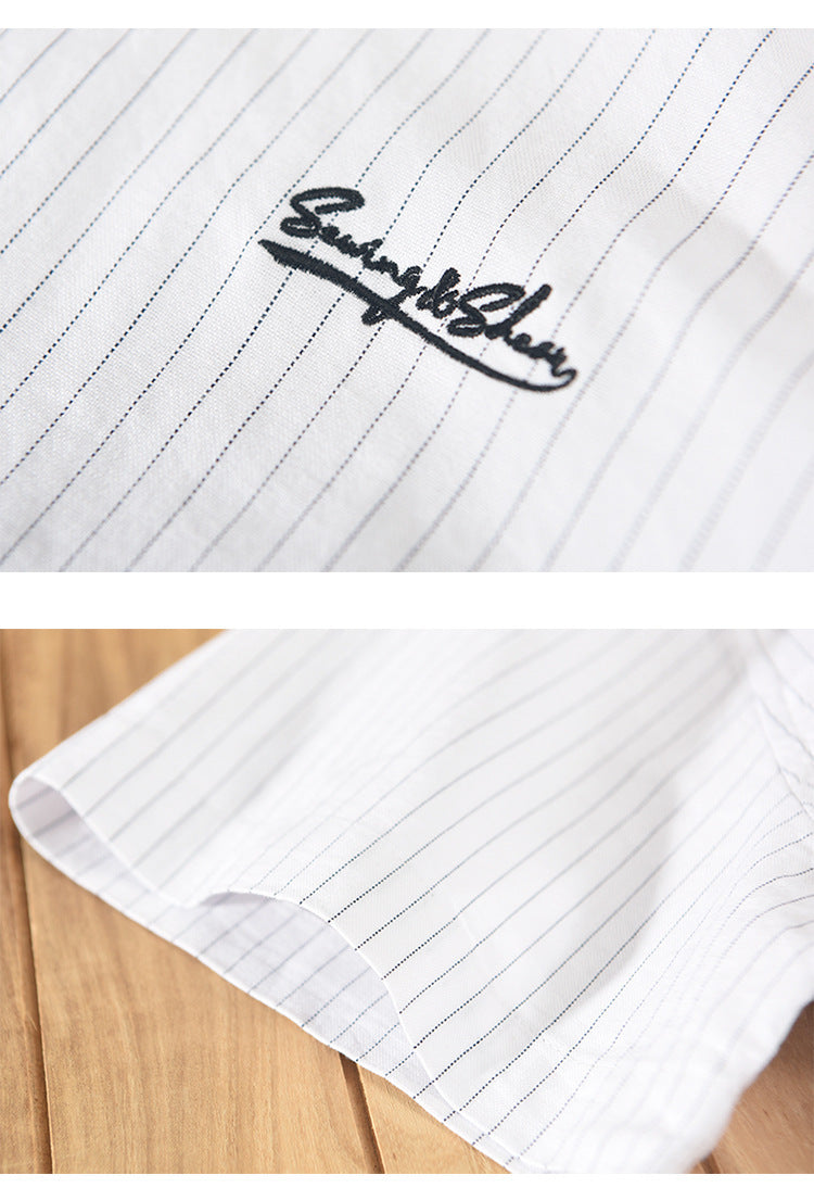 Japanese Striped Embroidered Shirt