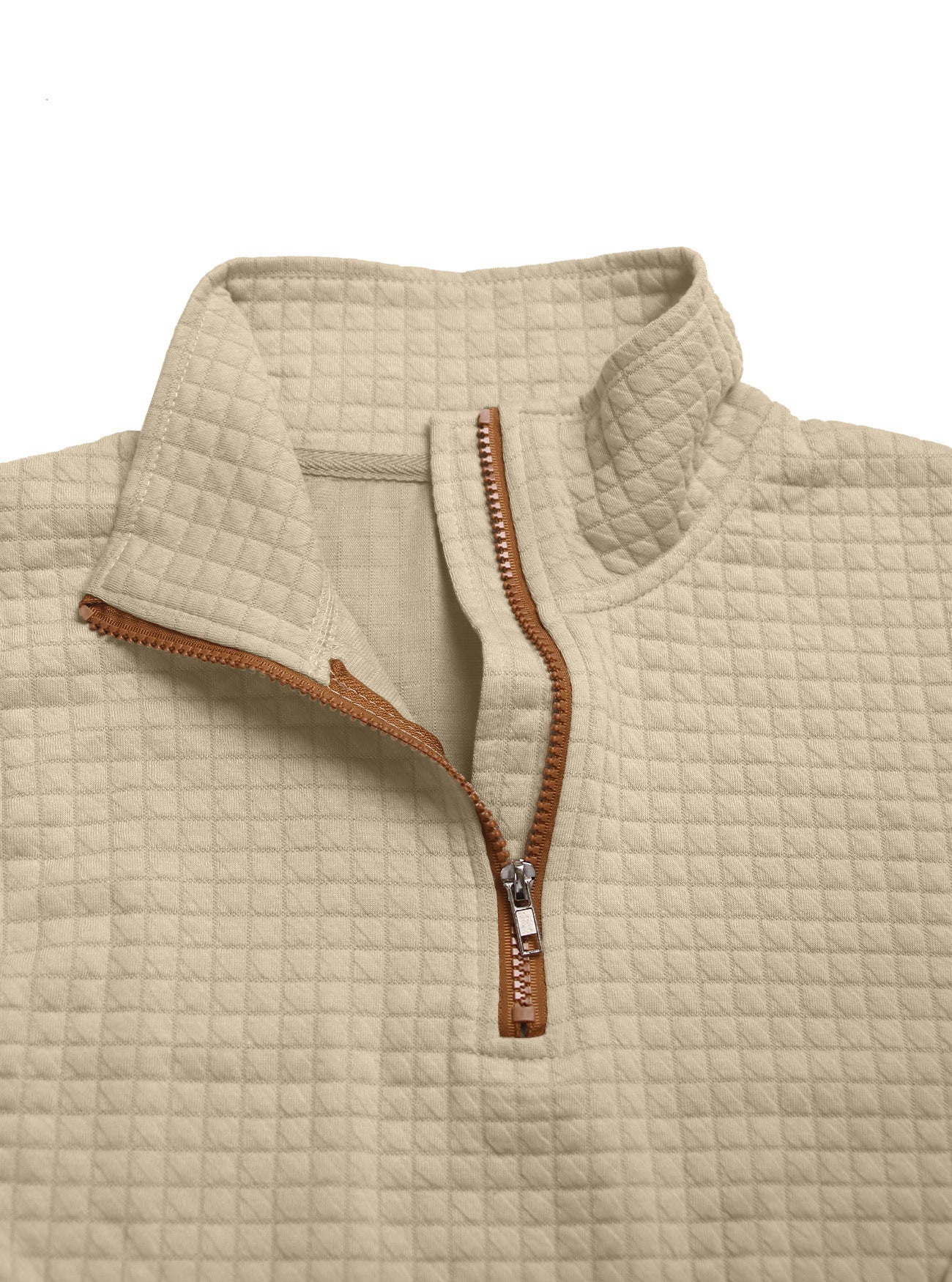Embroidered Plaid Zip Sweatshirt