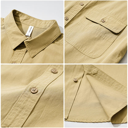 Relaxed Solid-Color Long-Sleeve Shirt