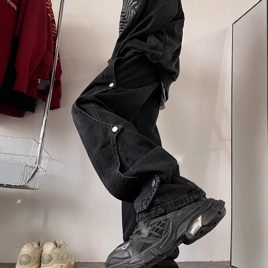 Utility Cargo Straight-Leg Jeans