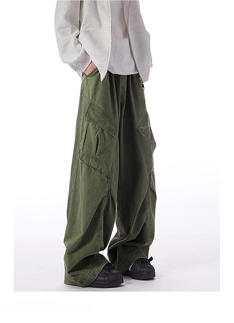 Washed-Cotton Wide-Leg Overalls