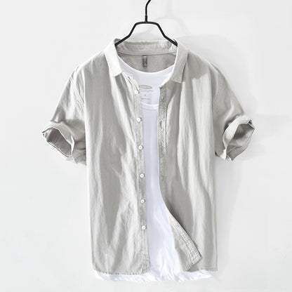 Retro Solid-Color Cotton Shirt