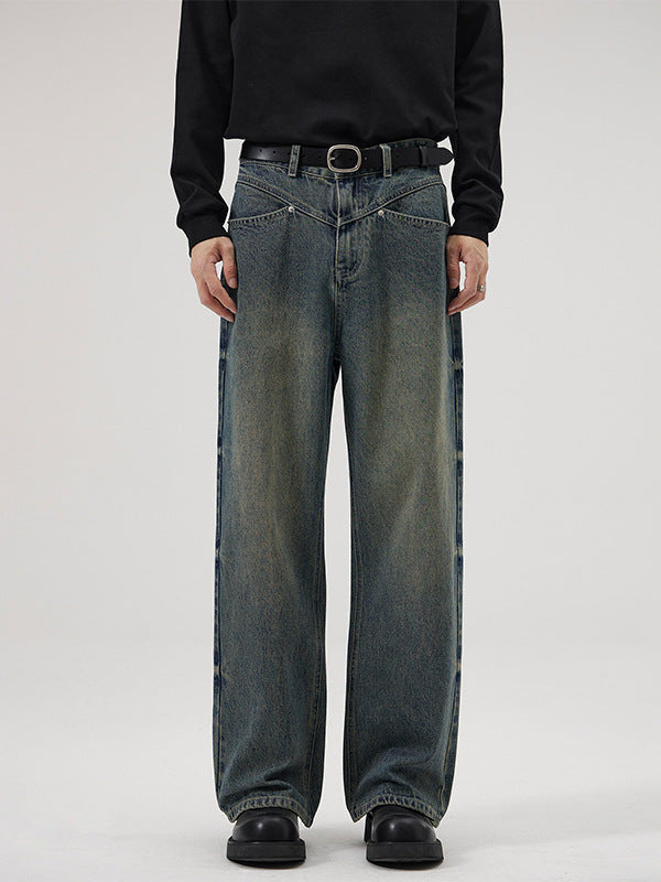 Vintage-Washed Wide-Leg Jeans