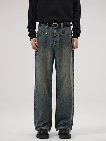 Vintage-Washed Wide-Leg Jeans