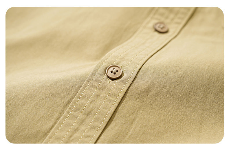 Relaxed Solid-Color Long-Sleeve Shirt