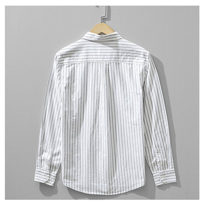 Embroidered Stripe Long-Sleeve Shirt