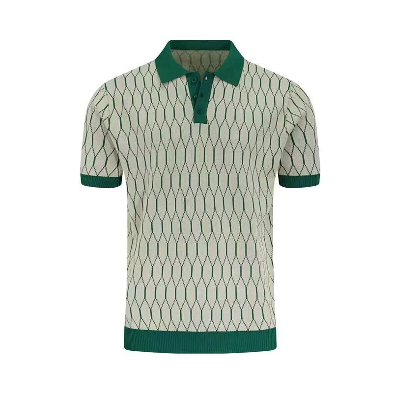 Contrast-Plaid Polo Shirt