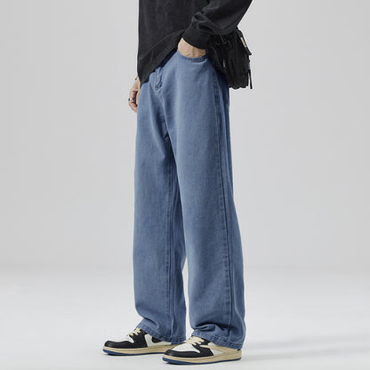 Solid Wide-Leg Street Jeans