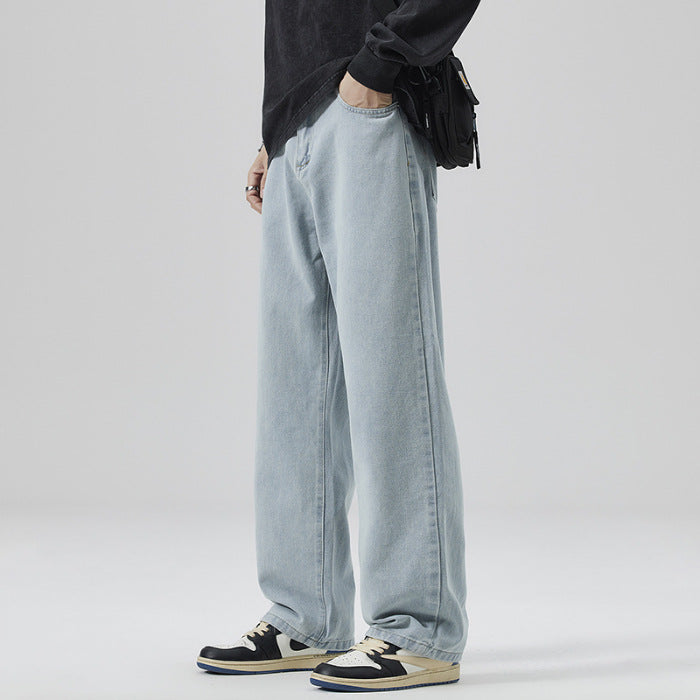 Solid Wide-Leg Street Jeans