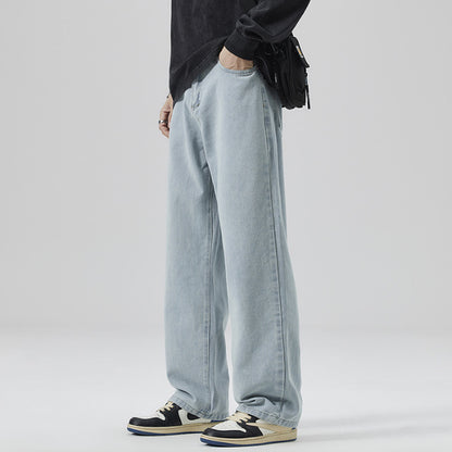 Solid Wide-Leg Street Jeans