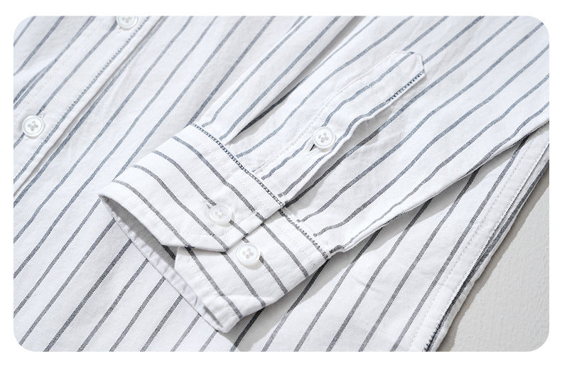 Embroidered Stripe Long-Sleeve Shirt