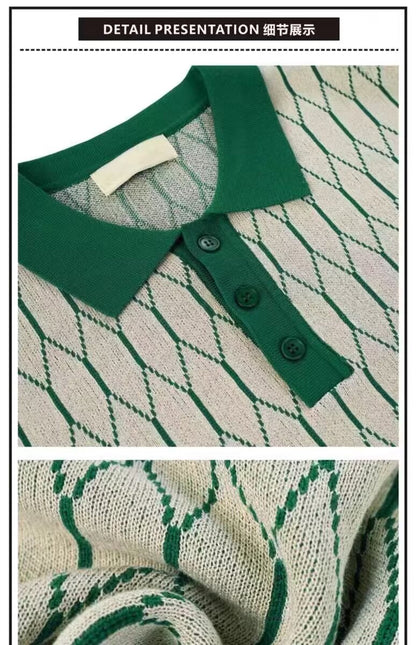 Contrast-Plaid Polo Shirt