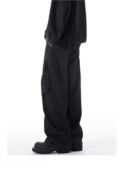 Washed-Cotton Wide-Leg Overalls