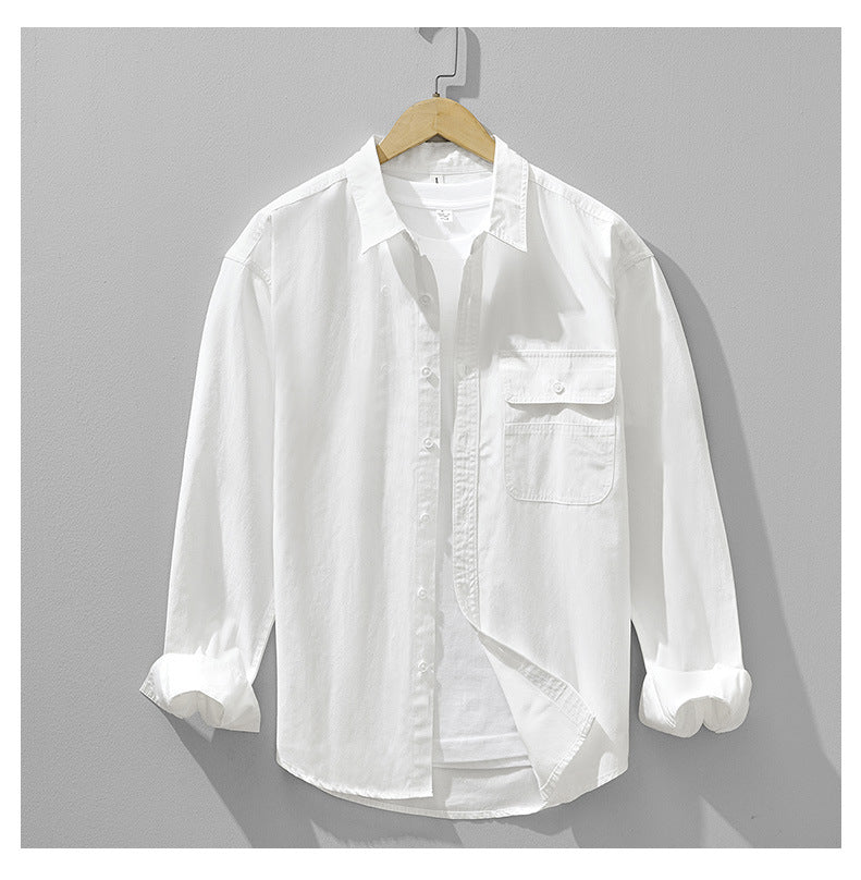 Relaxed Solid-Color Long-Sleeve Shirt