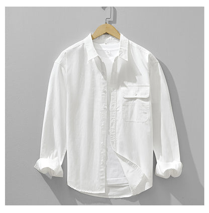 Relaxed Solid-Color Long-Sleeve Shirt
