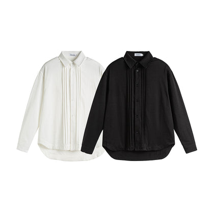 Pleated-Placket Fashion Shirt