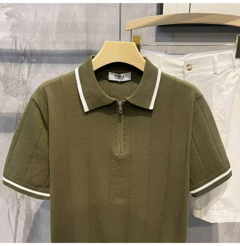 Slim-Fit Striped Knit Polo