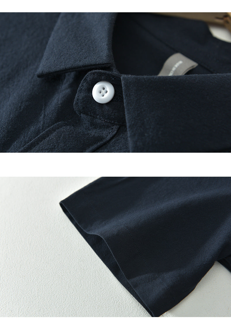 Retro Solid-Color Cotton Shirt
