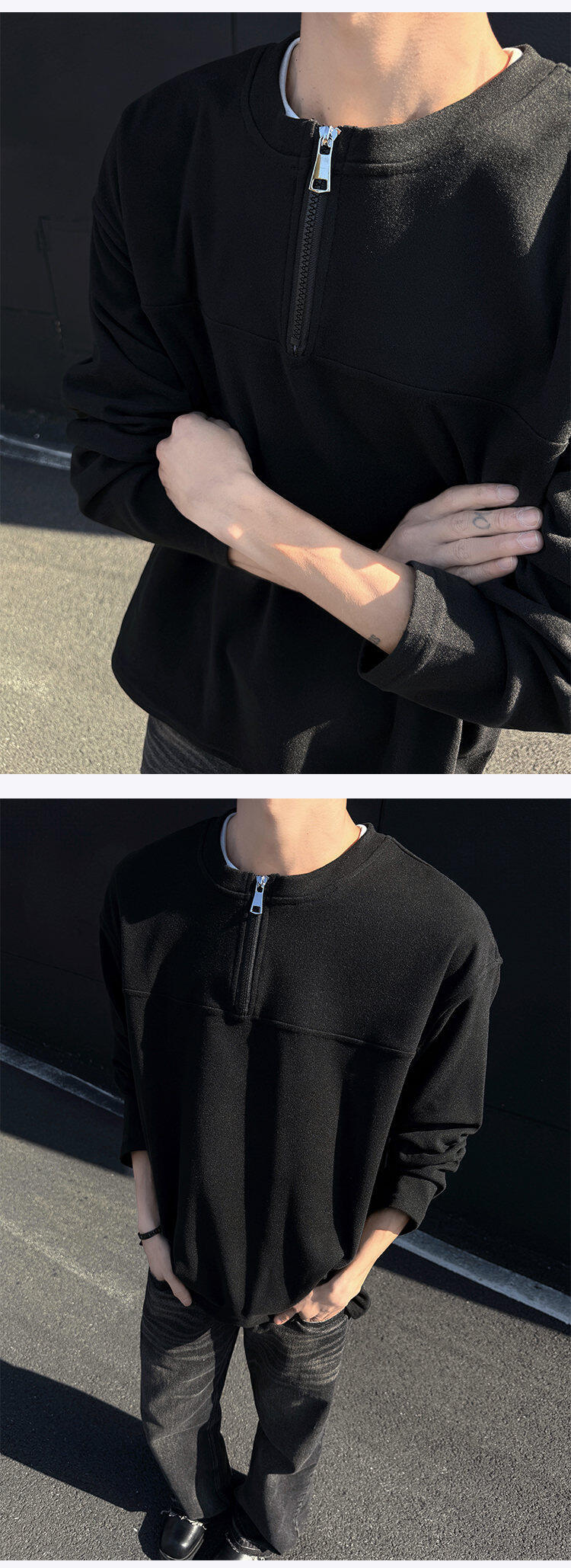 Double-Layer Zip Sweatshirt