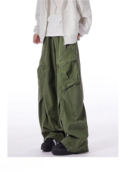 Washed-Cotton Wide-Leg Overalls