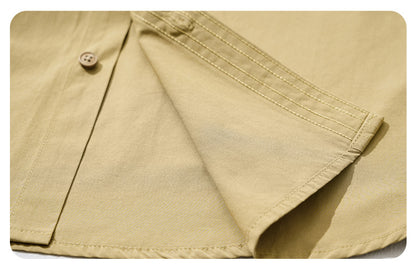 Relaxed Solid-Color Long-Sleeve Shirt