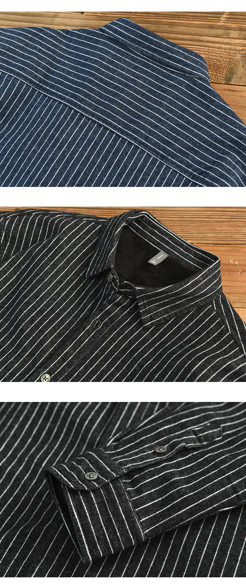 Fleece-Lined Striped Shirt Coat