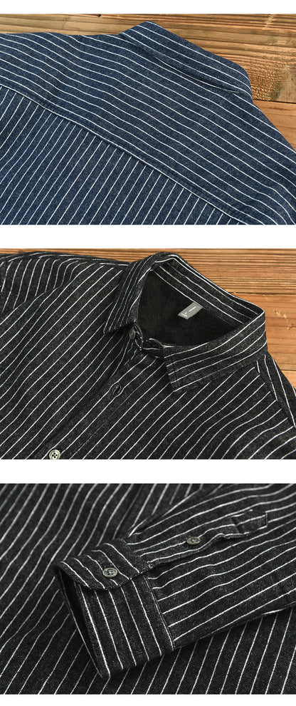 Fleece-Lined Striped Shirt Coat