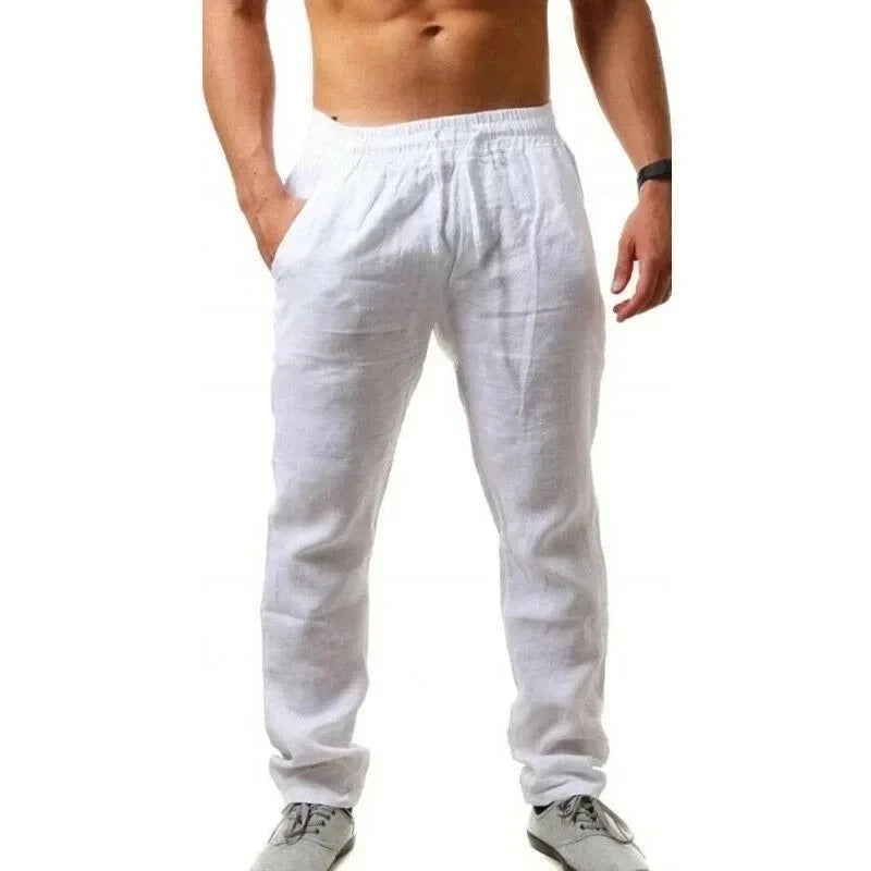 Solid-Color Loose Cotton Linen Pants